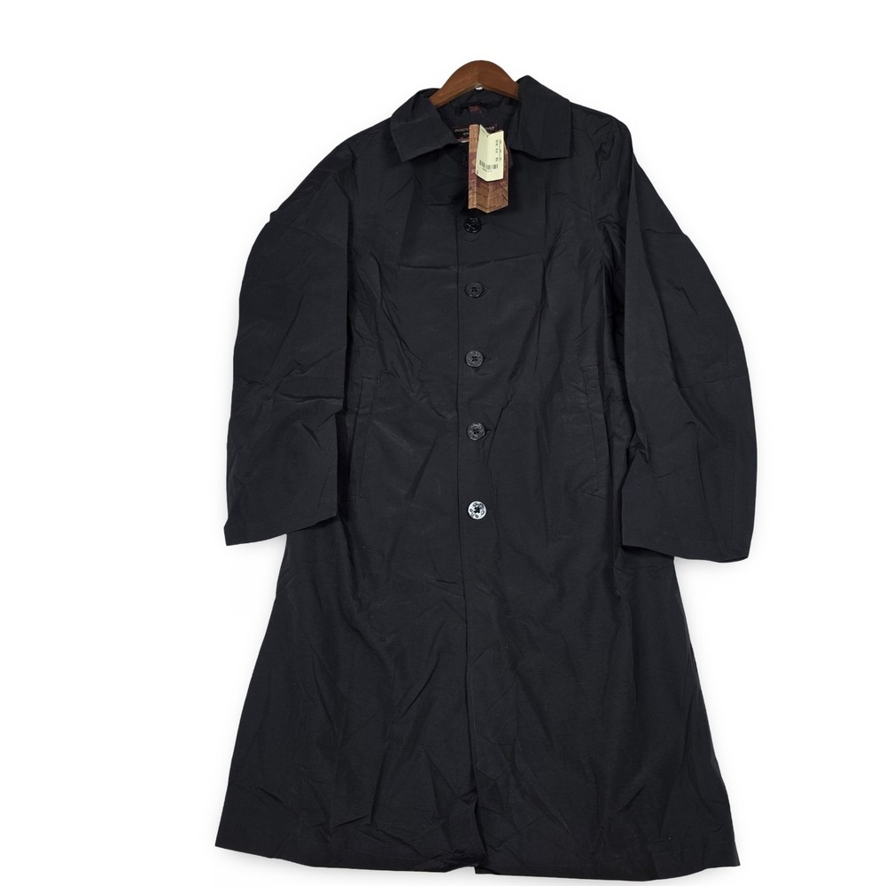 NWT Schott NYC Civilian Military Black Trench Coat Jacket Mens XS Anchor‎ Button